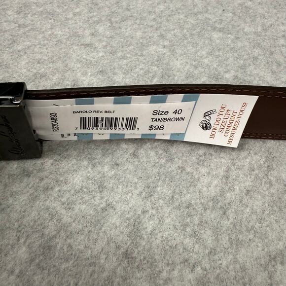 Robert Graham Brown Leather Belt Paisley Engraved Buckle Mens 40 NWT - Picture 2 of 3